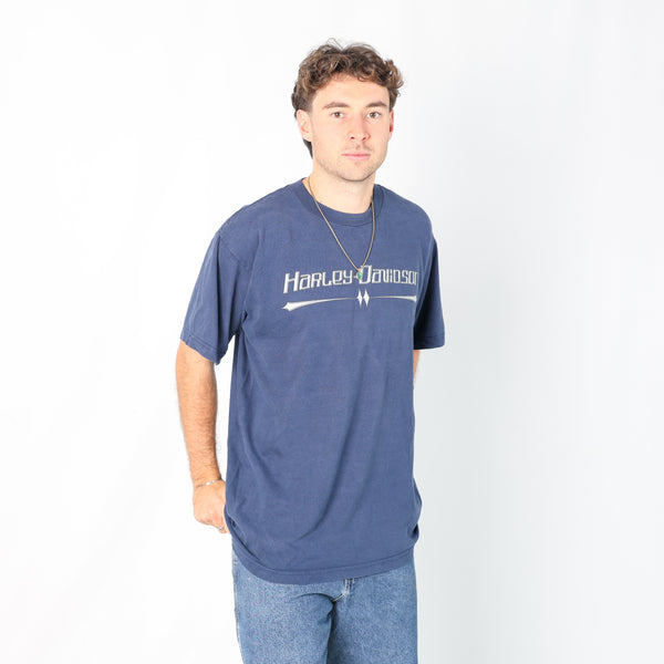 Navy Blue 90s Harley Davidson T-Shirt (XL)